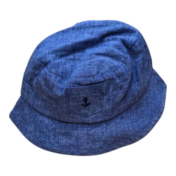Janie and Jack Other - Janie and jack hat baby size 6 to 12 months blue linen blend anchor bucket hat